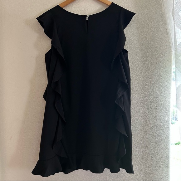 Very J | Black Sheath Ruffle Mini Sleeveless Dress - Picture 8 of 8